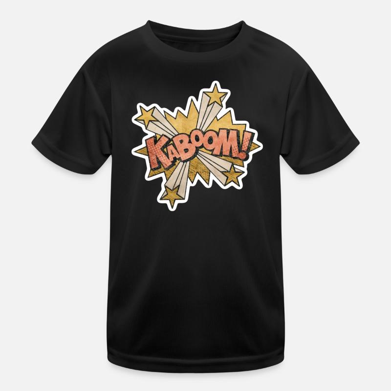 Comic Kabbom Pop Art Action Spruch - Kinder Funktions-T-Shirt - Schwarz