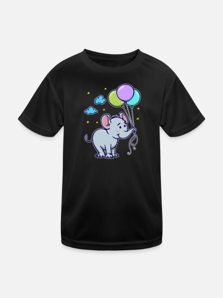 Lustig Tier Cool Baby Elefant - Kinder Funktions-T-Shirt - Schwarz - Vorne
