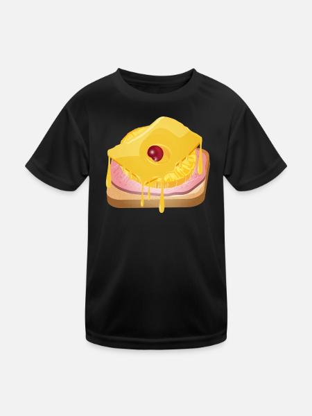 Ananas,Käse,Schinken und Toastbrot -Toast Hawaii - Kinder Funktions-T-Shirt - Schwarz - Vorne