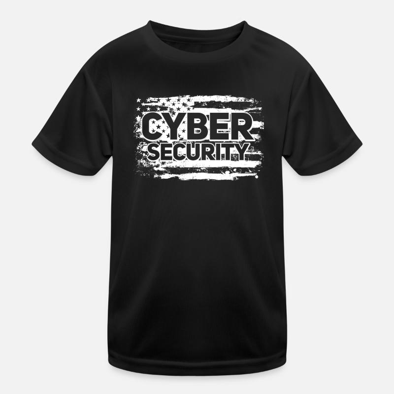Cybersécurité USA Flag IT Computer T-shirt sport Enfant