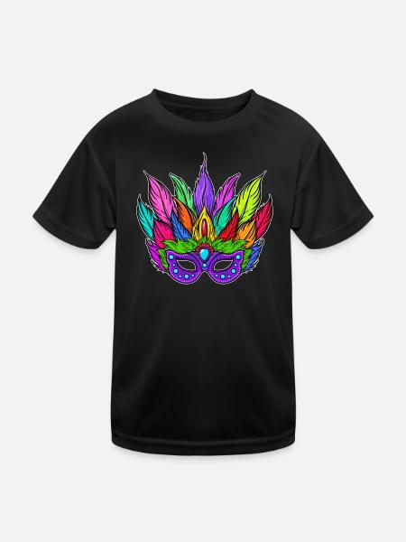 Masken Karneval Fasching - Kinder Funktions-T-Shirt - Schwarz - Vorne