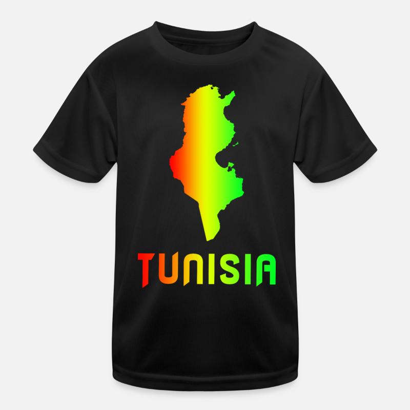 Tunesien Regenbogen Landkarten Design / Geschenk Kinder Funktions-T-Shirt