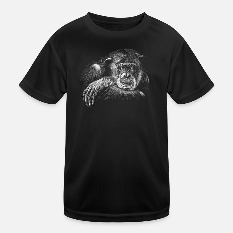 Affe - Kinder Funktions-T-Shirt - Schwarz