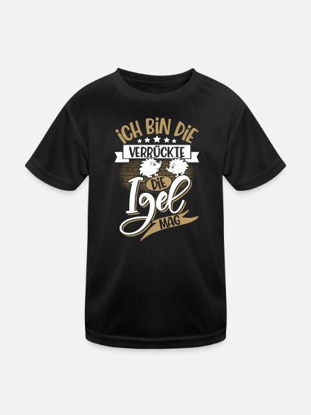Igel - Kinder Funktions-T-Shirt - Schwarz
