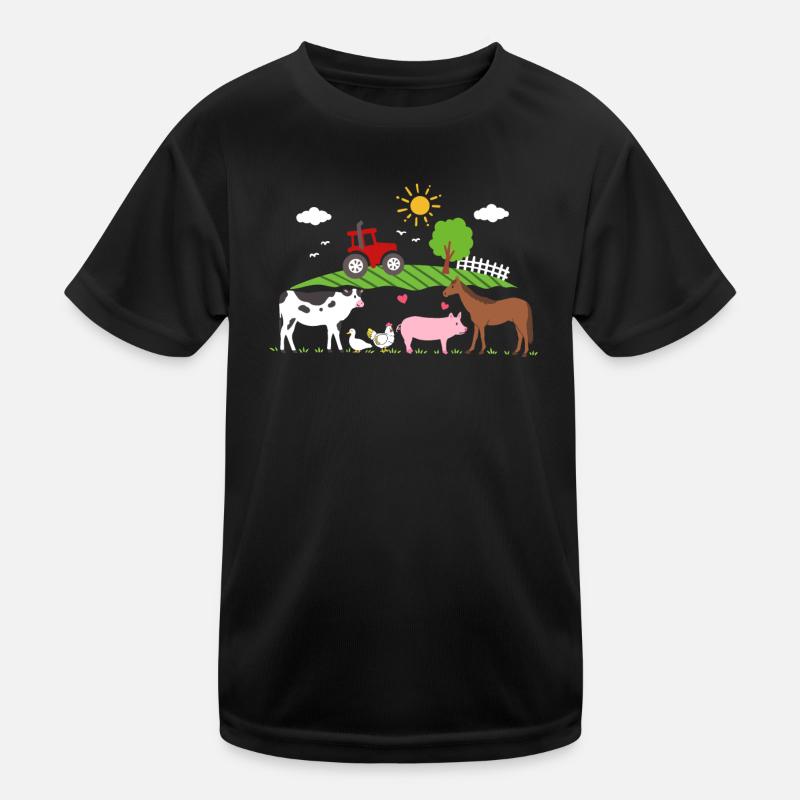 Bauernhof Traktor Nutztiere Kinder Funktions-T-Shirt
