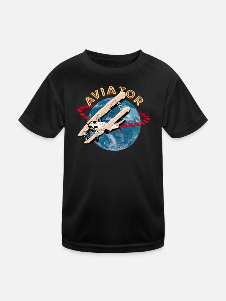 Pilot von Flugzeugen - Kinder Funktions-T-Shirt - Schwarz - Vorne