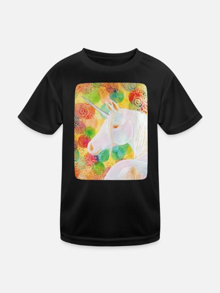 Regenbogen-Einhorn - Sonja Ariel von Staden - Kinder Funktions-T-Shirt - Schwarz - Vorne