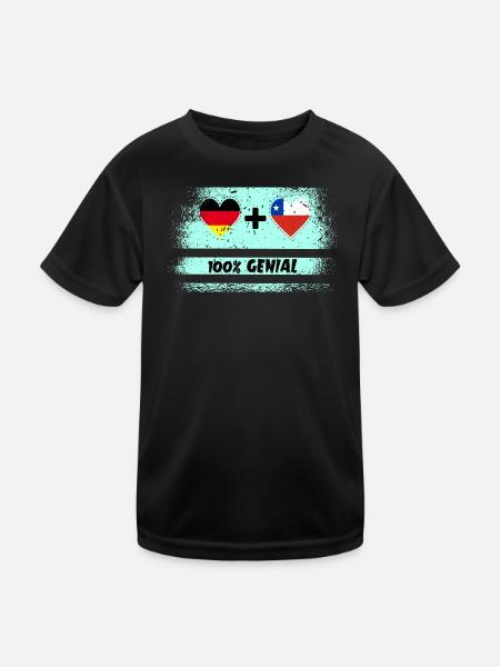 Deutschland und Chile 100% Genial / Geschenk - Kinder Funktions-T-Shirt - Schwarz