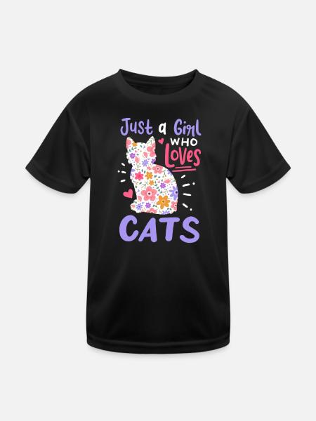 Katzen Katzenliebhaber - Kinder Funktions-T-Shirt - Schwarz - Vorne