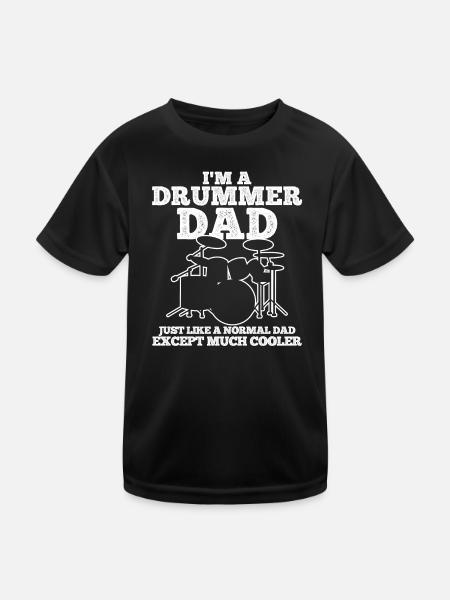 Schlagzeuger Schlagzeug - Kinder Funktions-T-Shirt - Schwarz - Vorne