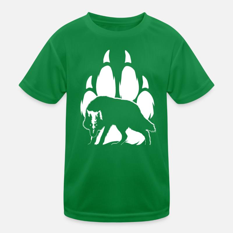 Silhouette und Wolfspfote Kinder Funktions-T-Shirt