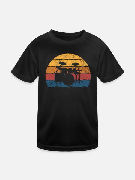 Schlagzeug Schlagzeuger - Kinder Funktions-T-Shirt - Schwarz - Vorne