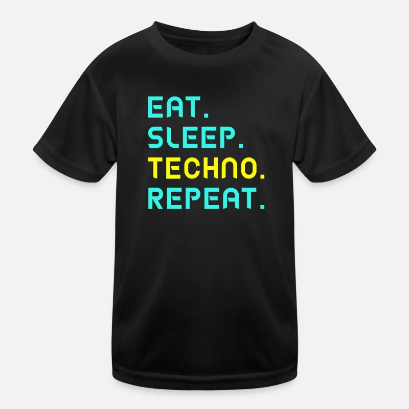 Eat. Sleep. techno. repeat. Kids Functional T-Shirt