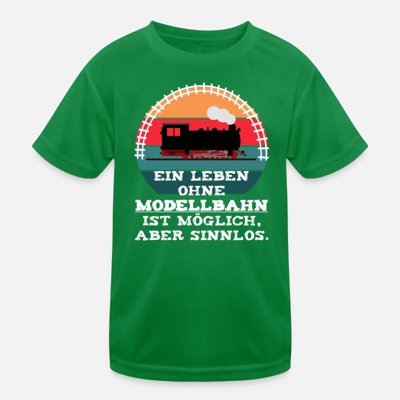 Modellbahn Eisenbahn Dampflok Spruch Kinder Funktions-T-Shirt