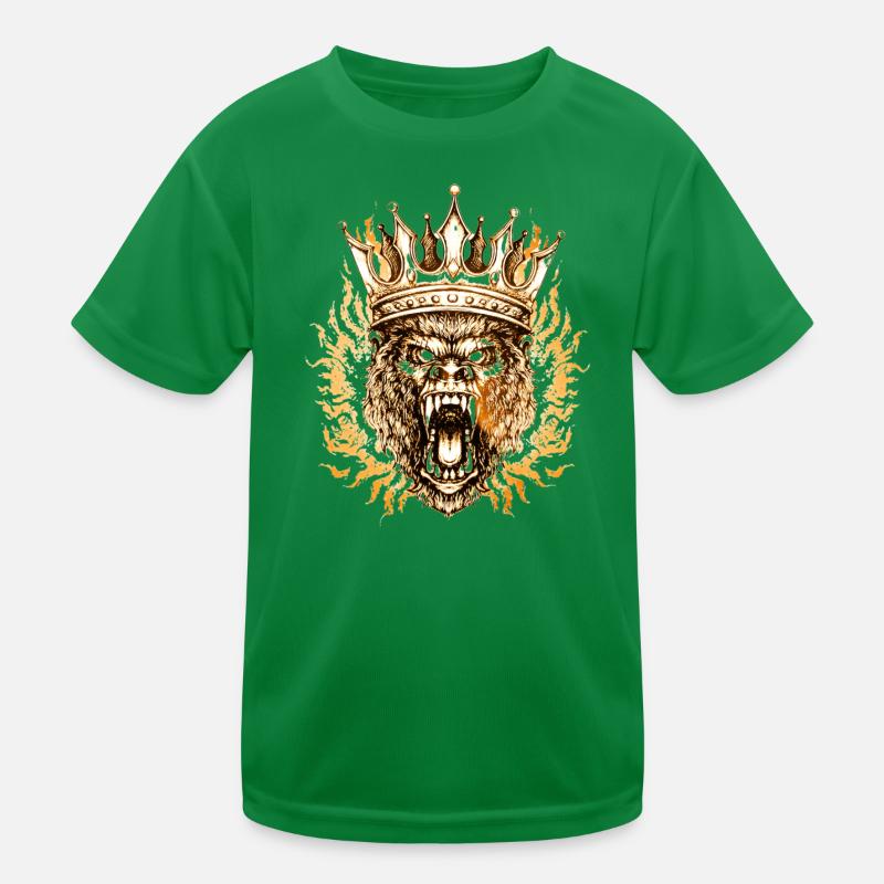 Crowned Lion in Flame Kids Functional T-Shirt