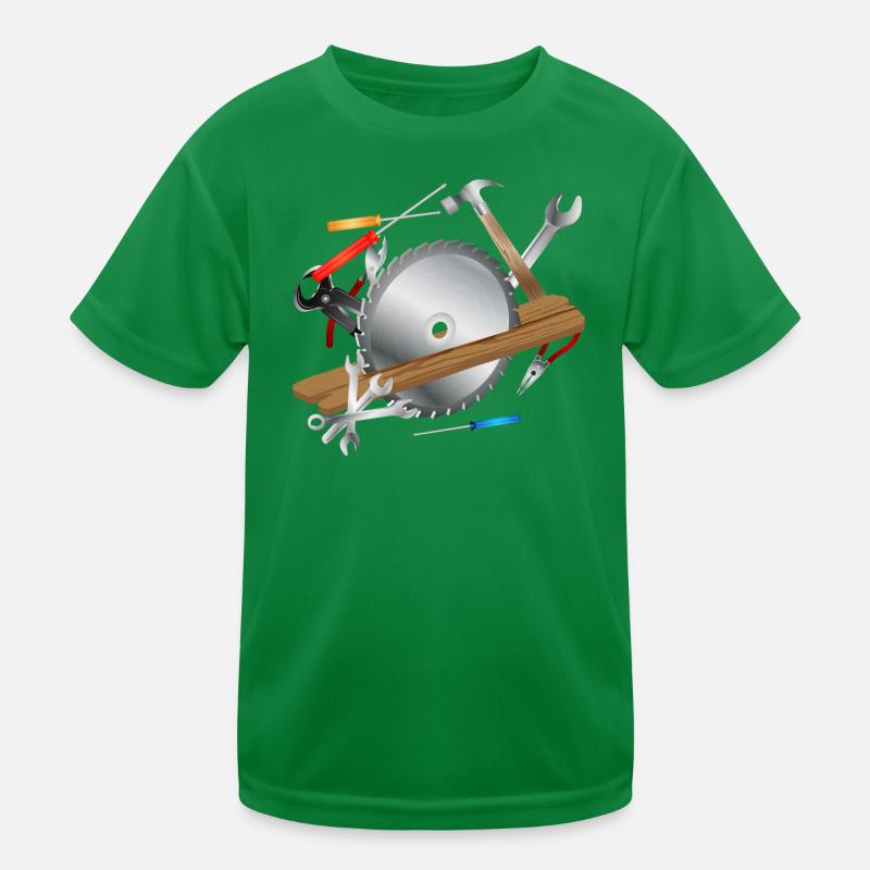 Circular saw blade with wooden board and tools Kids Functional T-Shirt