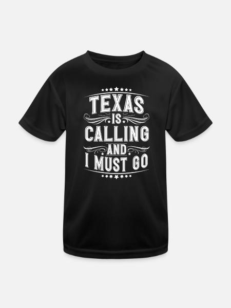 Texas - Kinder Funktions-T-Shirt - Schwarz - Vorne
