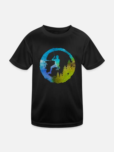 Bergsteiger Papa Vatertag Watercolor Climber - Kinder Funktions-T-Shirt - Schwarz
