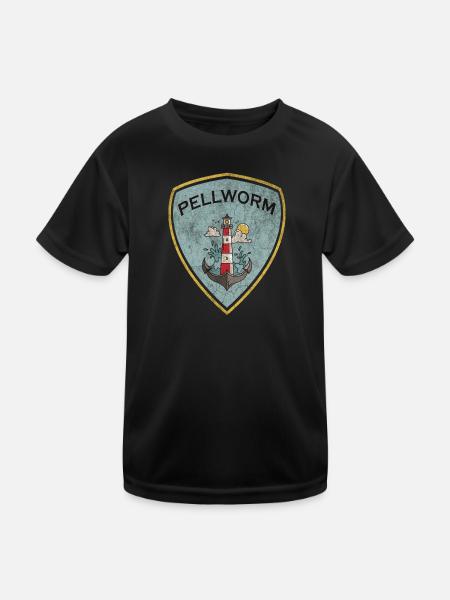 Pellworm Wappen Leuchtturm Design - Kinder Funktions-T-Shirt - Schwarz