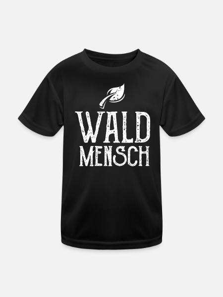 Waldmensch Symbol Illustration Blätter Logo icon - Kinder Funktions-T-Shirt - Schwarz