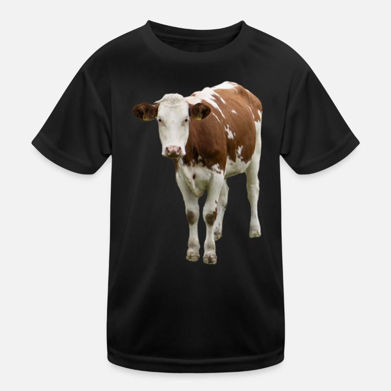 Kuh - Kinder Funktions-T-Shirt - Schwarz