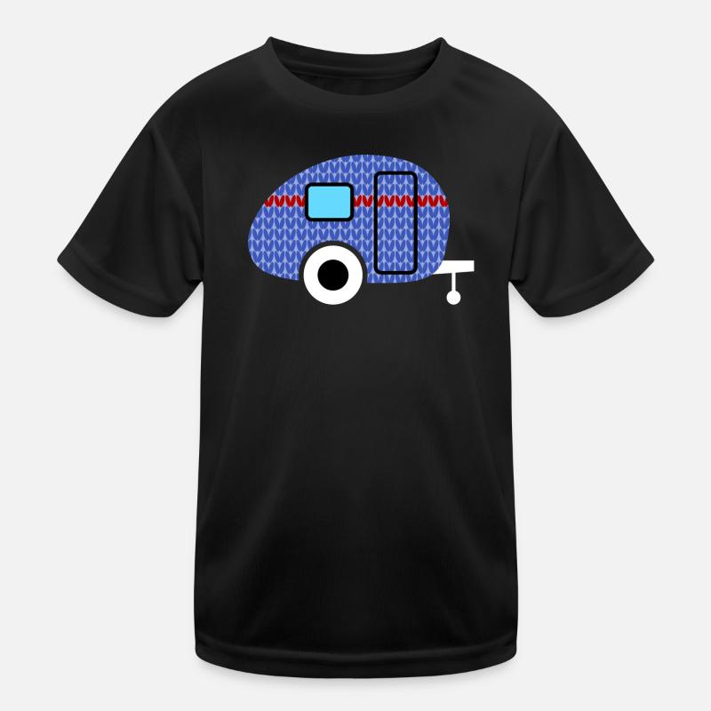 Caravan Strickmuster Wohnwagen Camping Winter Kinder Funktions-T-Shirt