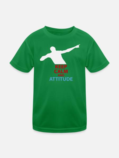 Calm and Attitude Silhouette - Kids Functional T-Shirt - kelly green - Front