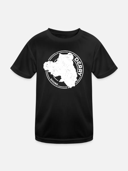Derry Irland County | Landkarte Kontur Stempel - Kinder Funktions-T-Shirt - Schwarz - Vorne