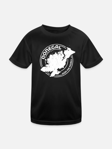 Donegal Ireland Map | County Outline Stamp - Kids Functional T-Shirt - black - Front