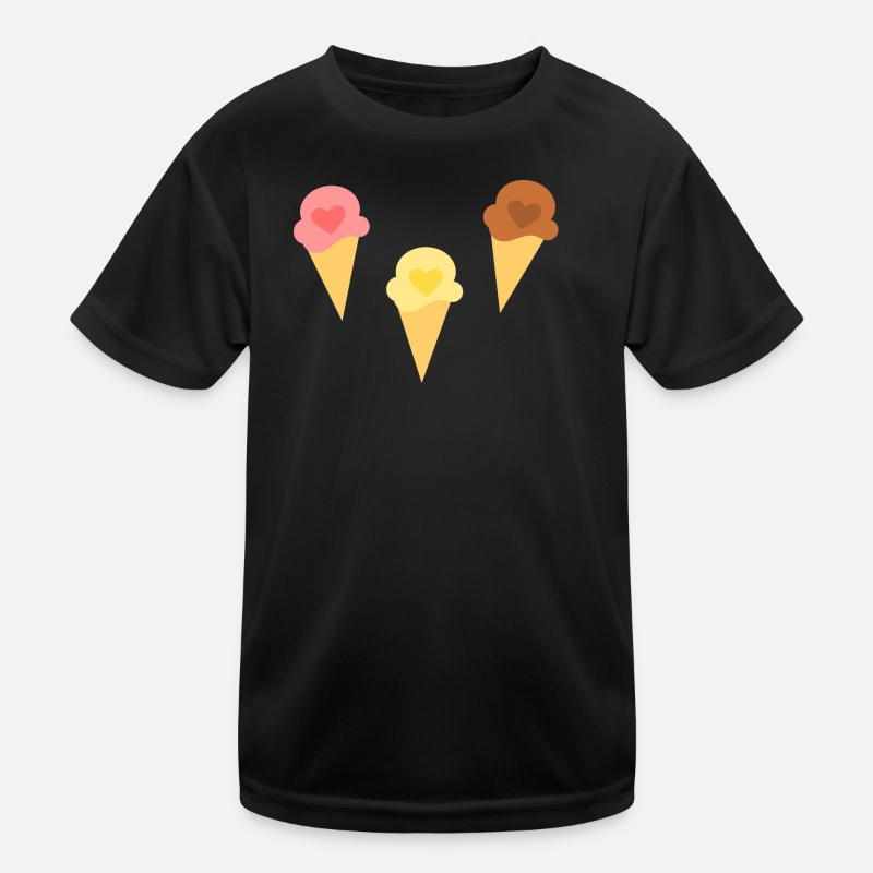 Eis Herz Eiscreme Erdbeereis Vanilleeis Schokoeis Kinder Funktions-T-Shirt