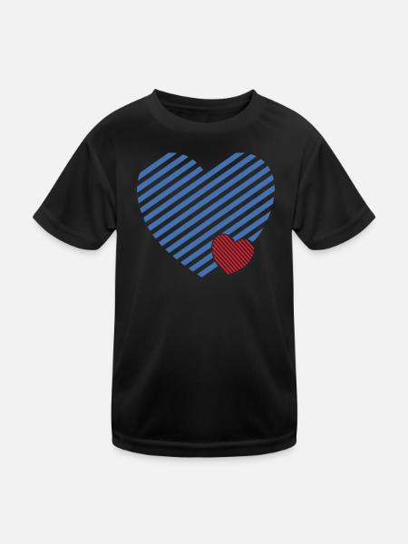 Doppel Herz - Design textile Geschenkidee - Kinder Funktions-T-Shirt - Schwarz - Vorne