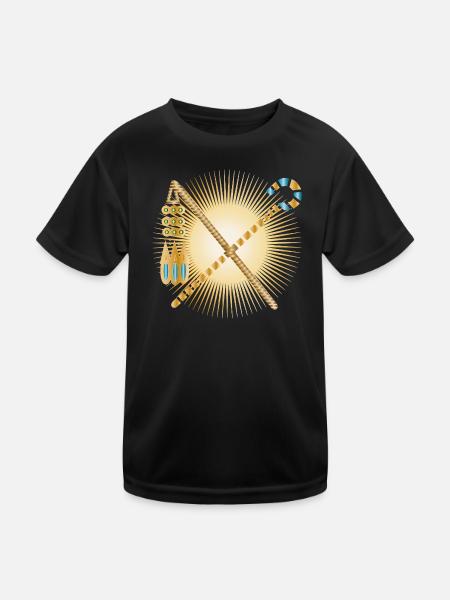strahlendes Haken & Dreschflegel Pharaonen Zepter - Kinder Funktions-T-Shirt - Schwarz - Vorne