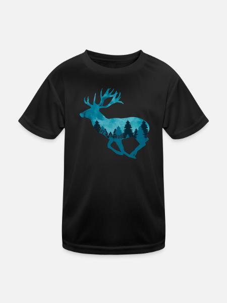 Klimawandel Umweltschutz Hirsch Nachhaltig - Kinder Funktions-T-Shirt - Schwarz