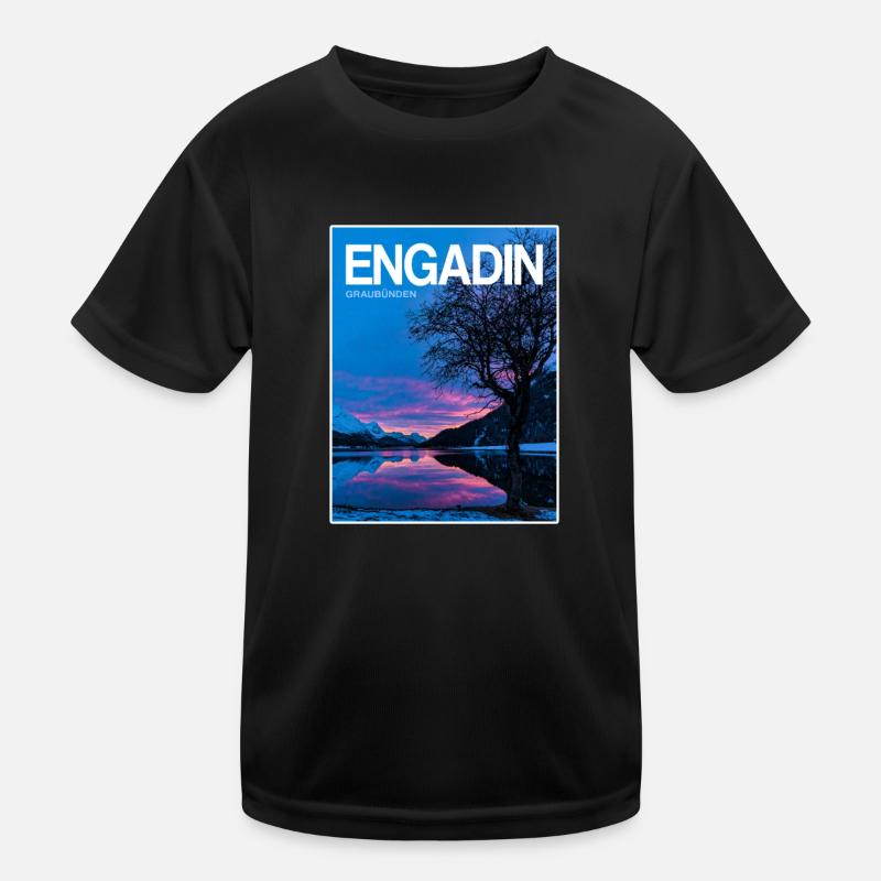 Engadin Seenlandschaft Abendlicht Kinder Funktions-T-Shirt