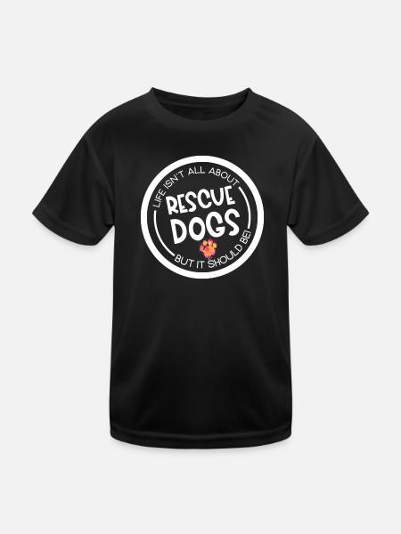 Rescue Dog Search Dog Service Dog Paw - Kids Functional T-Shirt - black - Front