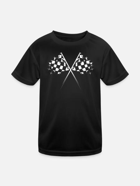race racing flag flag start finish symbol Team - Kids Functional T-Shirt - black - Front
