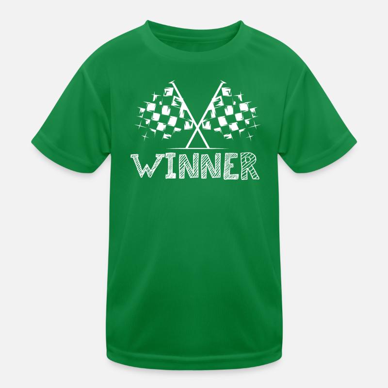 Winner Gewinner Symbol Flagge Autorennen Logo icon Kinder Funktions-T-Shirt