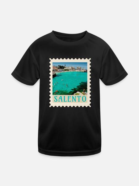 Salento Türkisstrand Retro-Poster - Kinder Funktions-T-Shirt - Schwarz
