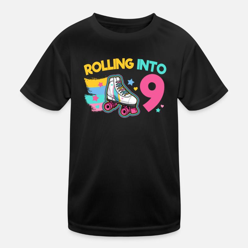 9. Geburtstag Rollschuh Kinder Funktions-T-Shirt