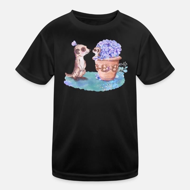 Erdmännchen - Kinder Funktions-T-Shirt - Schwarz