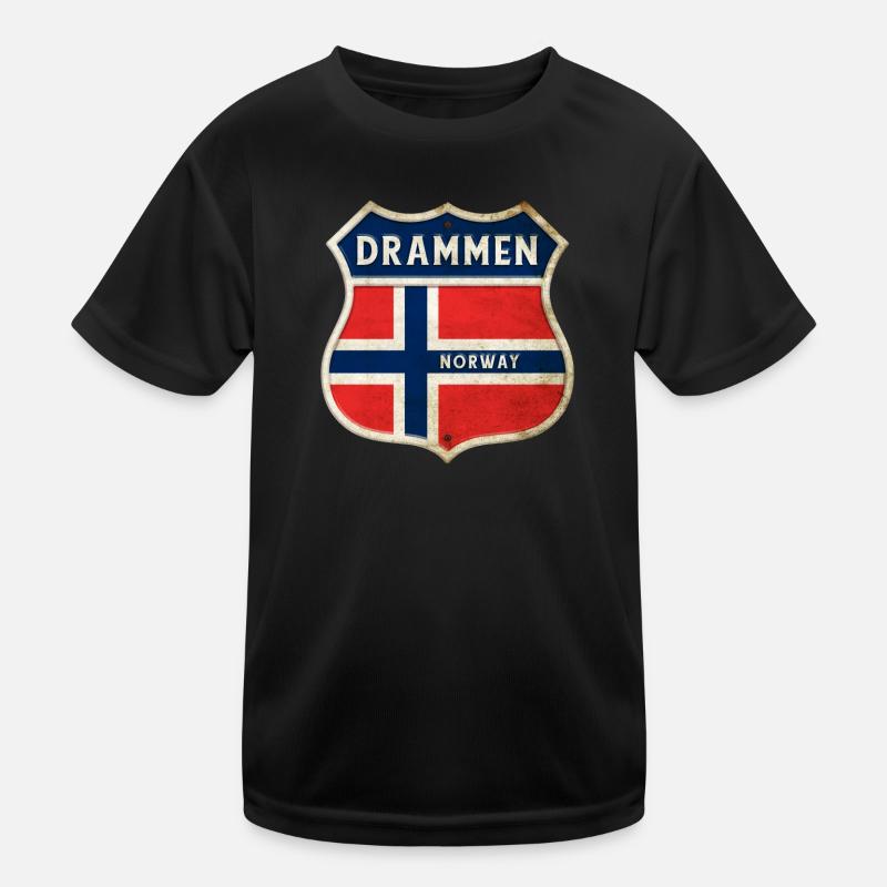 Drammen Norwegen Wappen Flaggen Design Kinder Funktions-T-Shirt