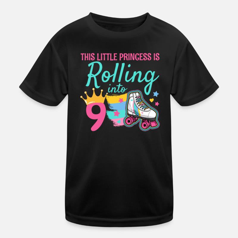 9. Geburtstag Rollschuh Kinder Funktions-T-Shirt