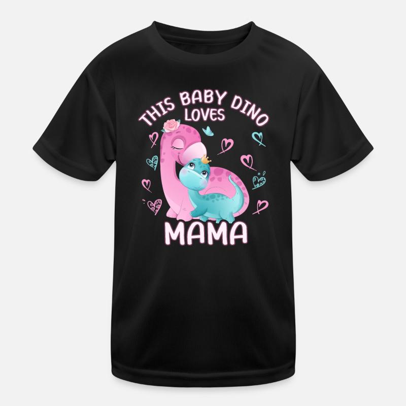 Mama Dino Babydino Brontosaurus Kinder Funktions-T-Shirt