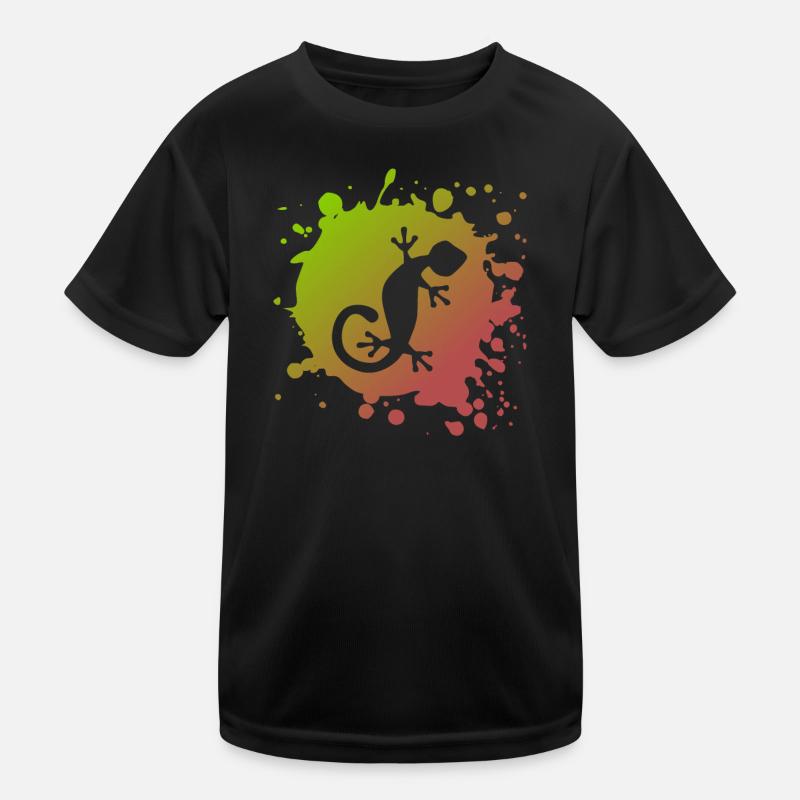 Eidechse Echse - Kinder Funktions-T-Shirt - Schwarz