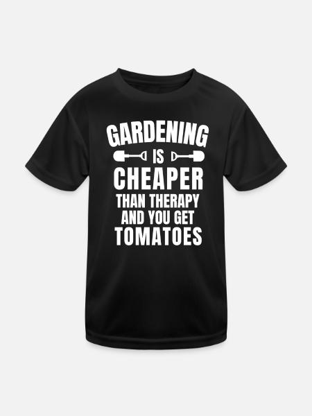 Gartenarbeit, Gartenarbeit, Gartenarbeit - Kinder Funktions-T-Shirt - Schwarz - Vorne