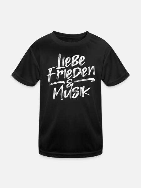 Frieden Liebe Friedensbewegung Statement Freiheit - Kinder Funktions-T-Shirt - Schwarz - Vorne