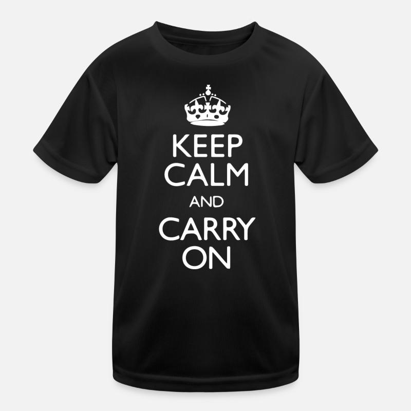 Stay calm and continue keep calm and carry on - Kids Functional T-Shirt - black