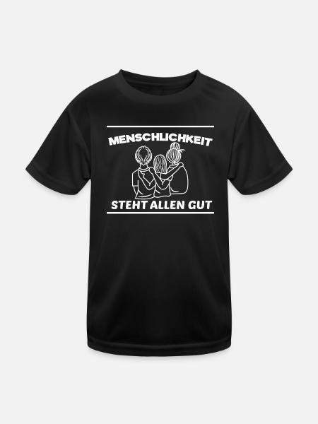 Weltfrieden Menschlichkeit Frieden Liebe Statement - Kinder Funktions-T-Shirt - Schwarz - Vorne