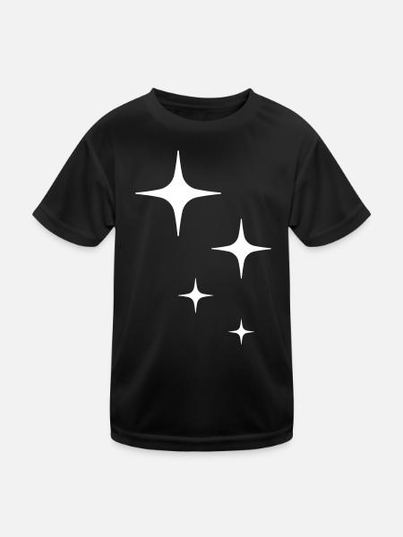 Sparkle Glitter Stars - Kids Functional T-Shirt - black - Front
