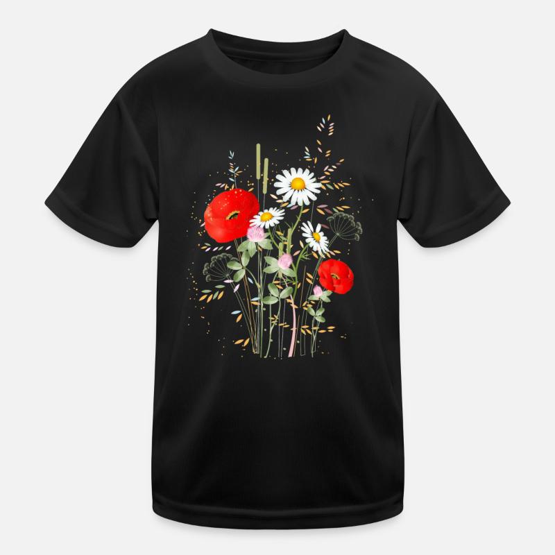 wunderschöne blühende Sommerwiese mit Mohnblumen Kinder Funktions-T-Shirt